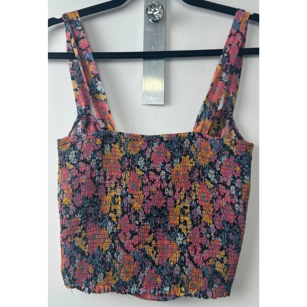 NEW Free People Women's Endless Love Tank Top Size S Smocked Floral $88 D49